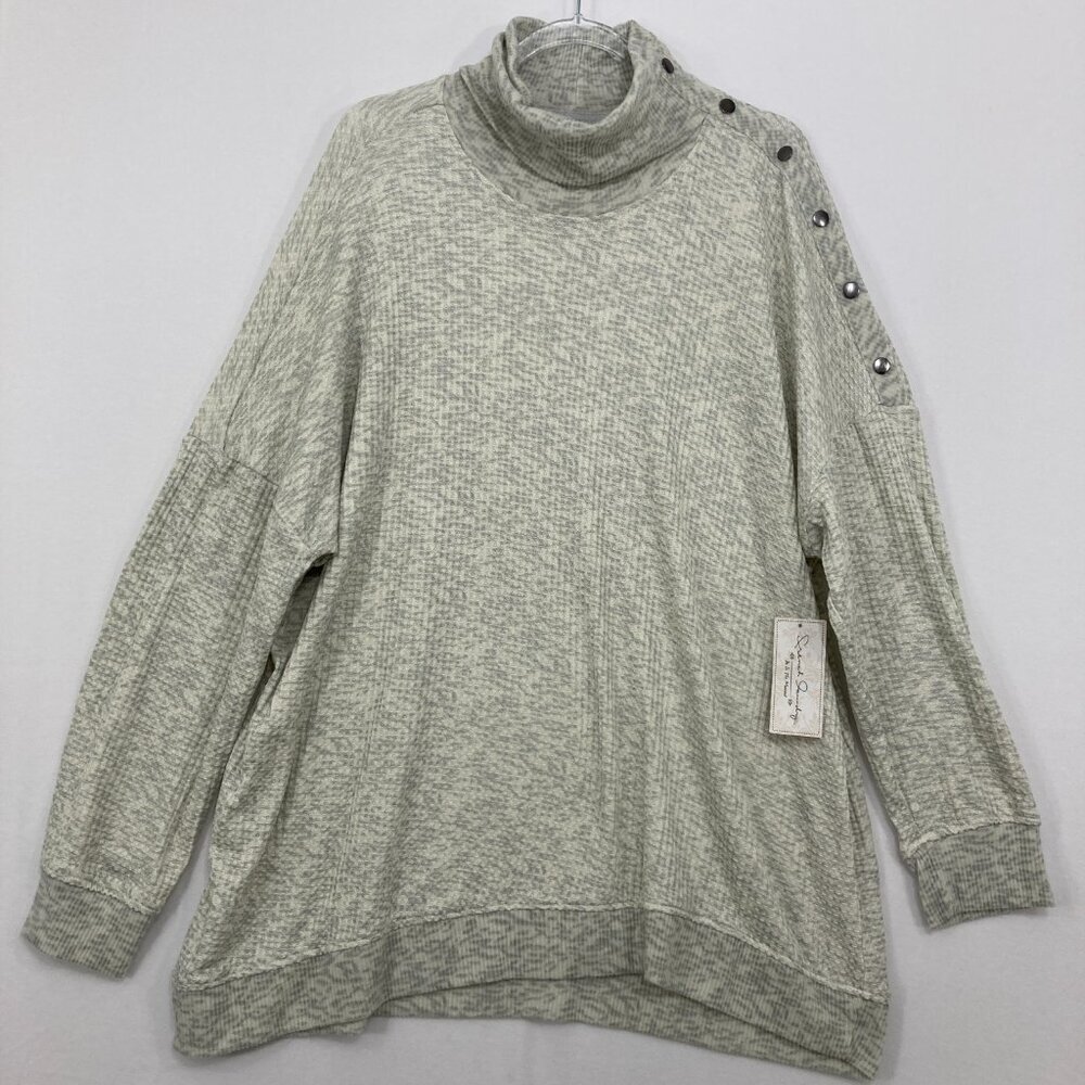 New French‎ Laundry sz 3X Light Gray Cowl Neck Waffle Knit Relaxed Light Sweater